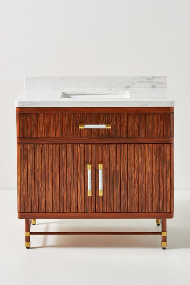 Deluxe Tamboured Single Bathroom Vanity #1