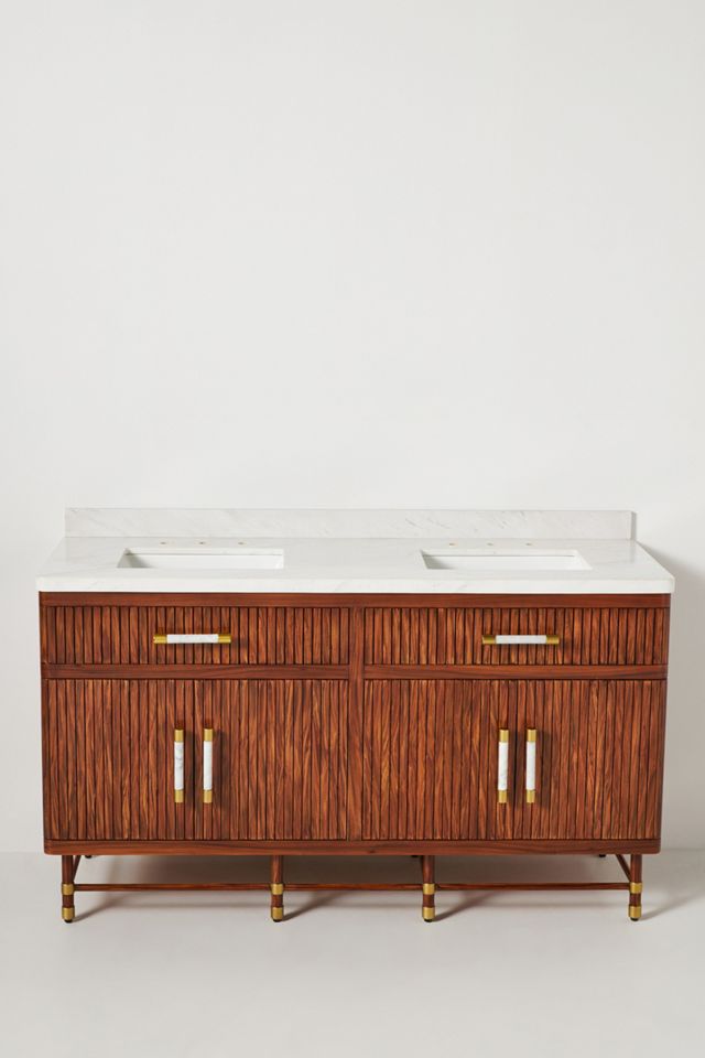 Deluxe Tamboured Double Bathroom Vanity #1