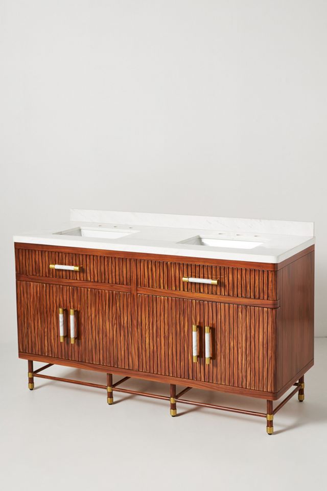 Deluxe Tamboured Double Bathroom Vanity #2