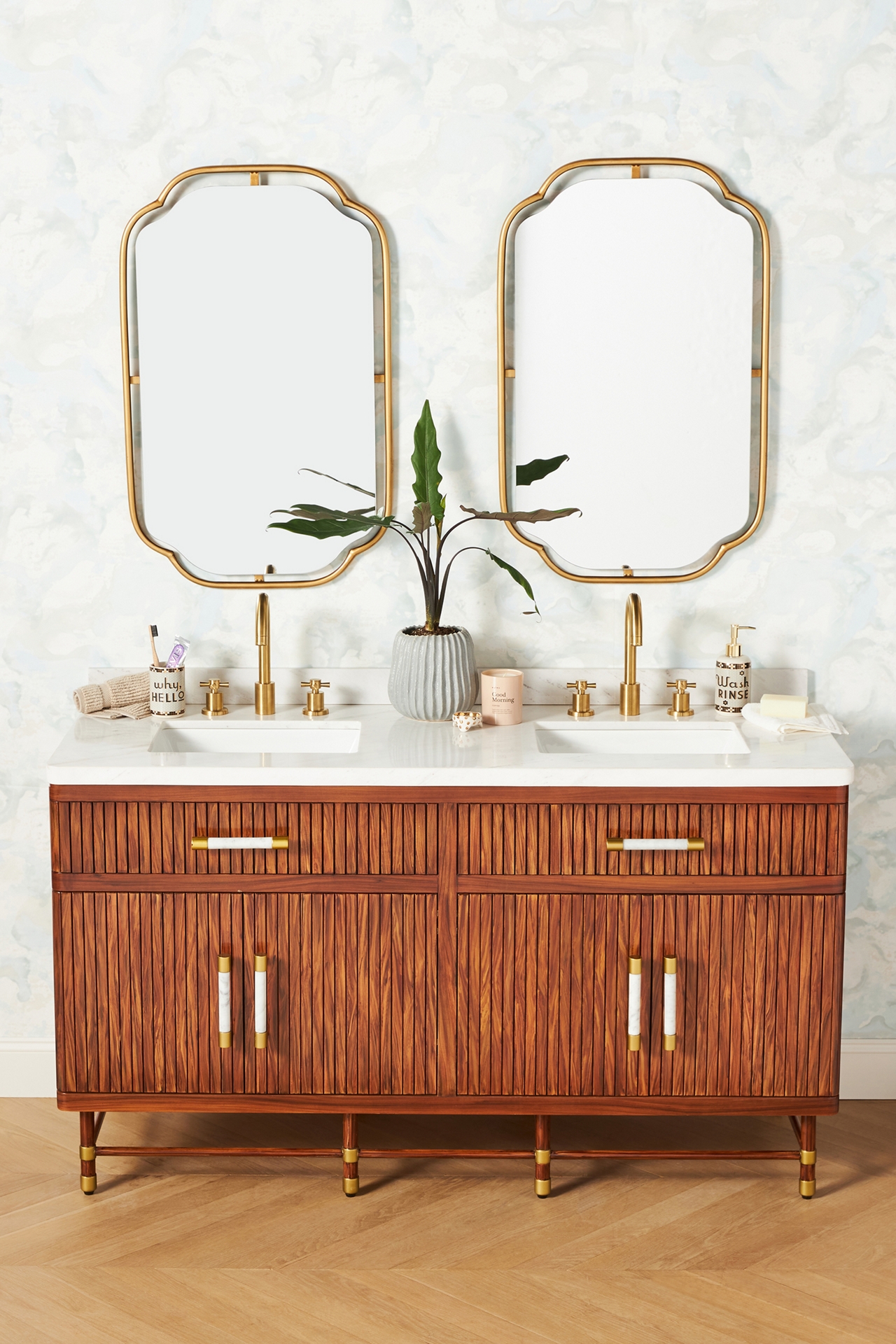 Deluxe Tamboured Double Bathroom Vanity