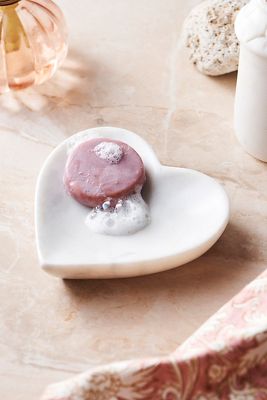 Terrain Marble Stone Heart Soap Dish In Multicolor