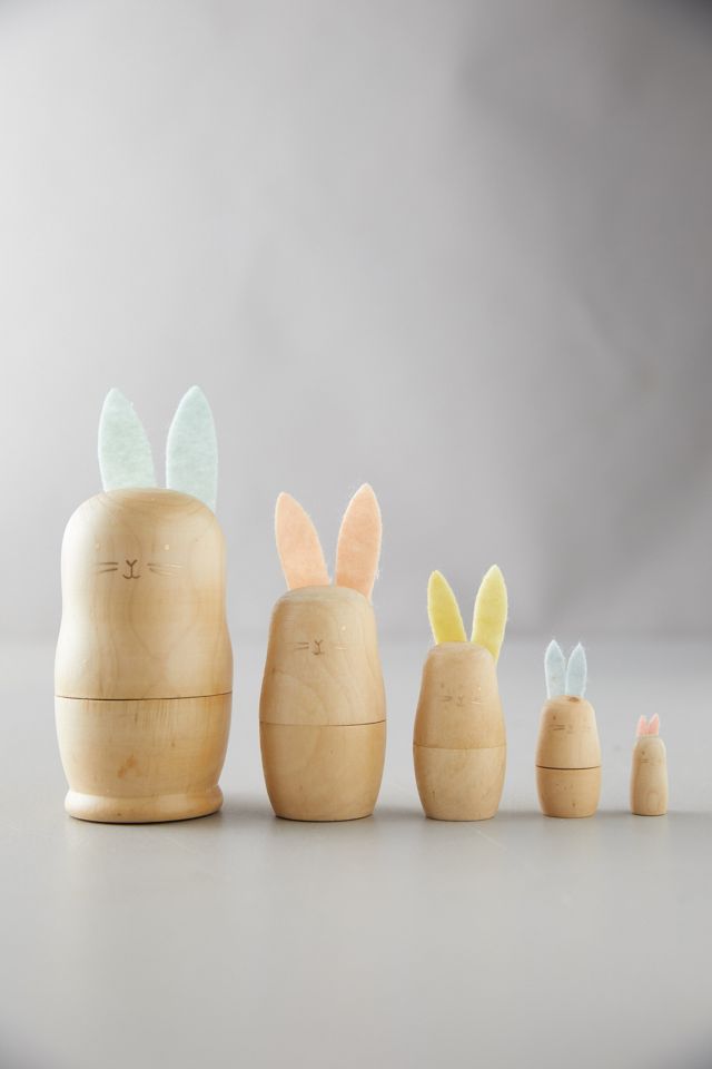 wood nesting easter bunnies