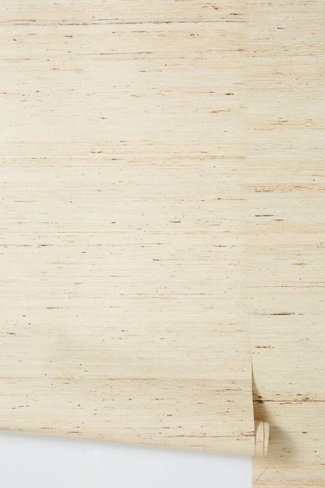 Tomur Beige Grasscloth Textured Wallpaper #1