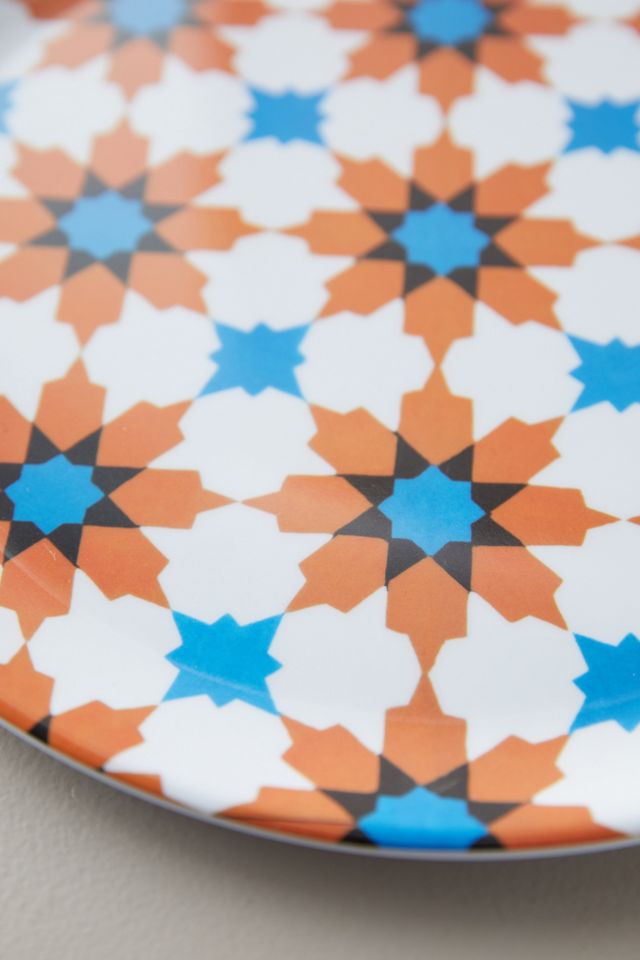 Tile Print Melamine Plate, Orange #1