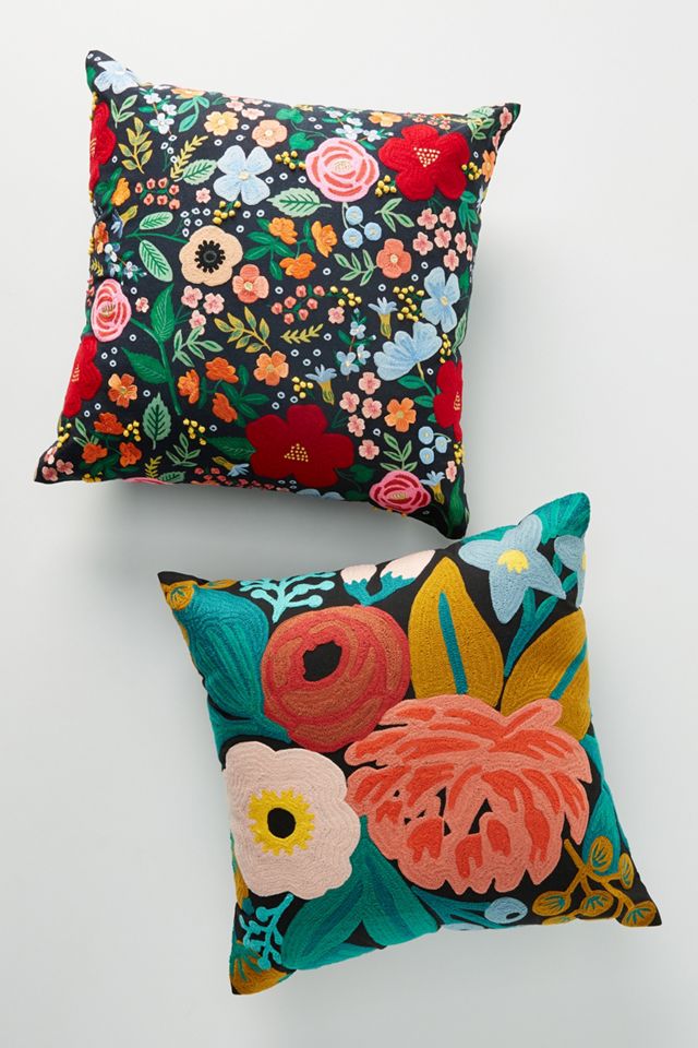 Rifle Paper Co. x Loloi Vintage Blossoms Embroidered Pillow #3