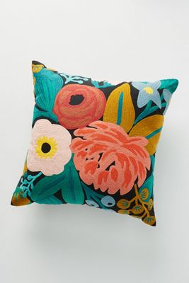 Rifle Paper Co. x Loloi Vintage Blossoms Embroidered Pillow