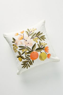 Rifle Paper Co. x Loloi Citrus Floral Embroidered Pillow