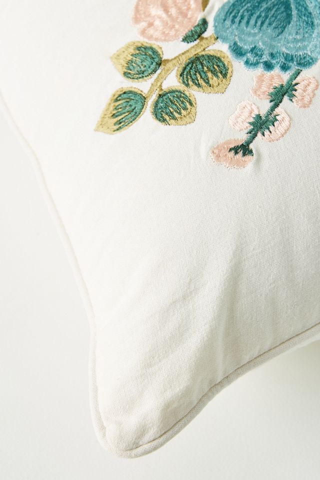 Rifle Paper Co. x Loloi Blue Botanical Embroidered Pillow #2