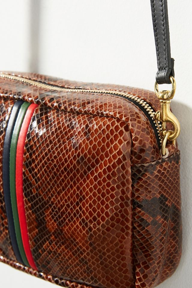 Clare V Midi Sac Snake Embossed Leather Crossbody Bag In Multi