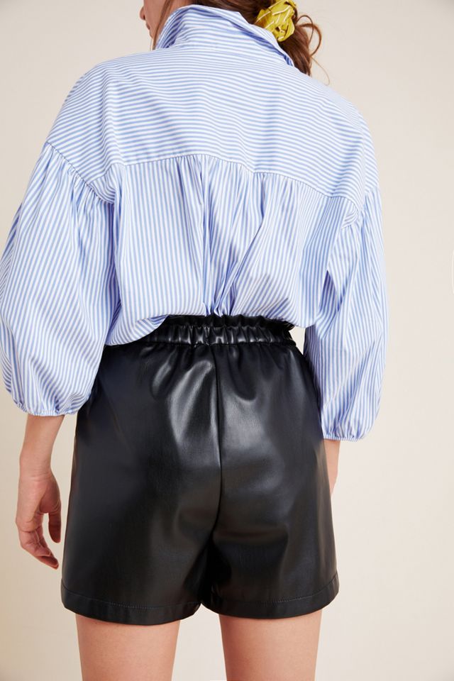 Faux Leather Paperbag Shorts #3