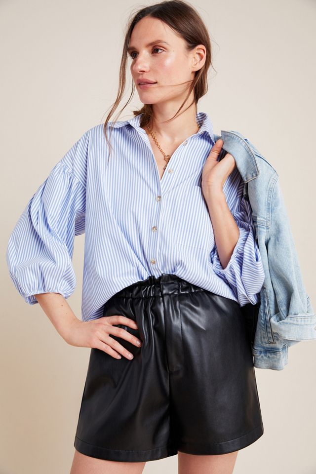 Faux Leather Paperbag Shorts #4
