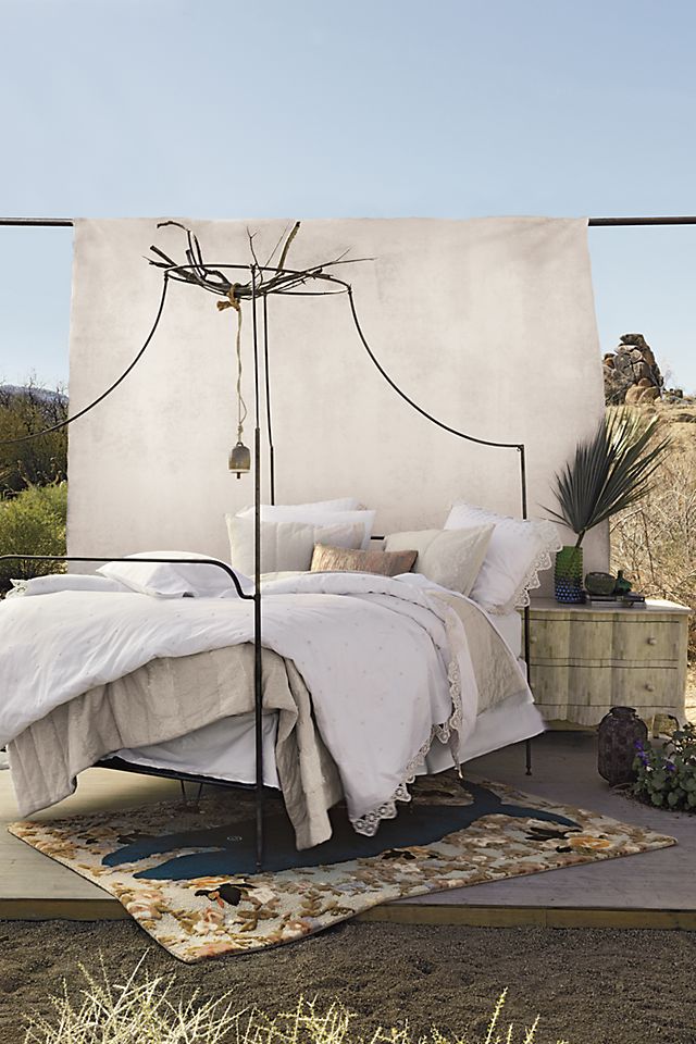 Campaign Canopy Bed Anthropologie, Anthropologie Metal Bed Frame Queen