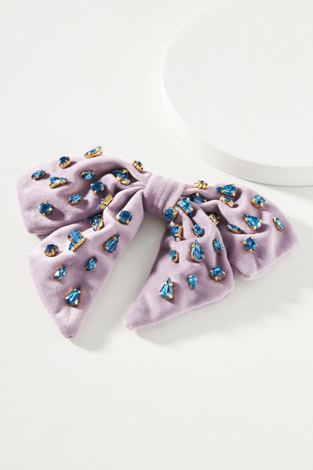 Anthropologie  Lele Sadoughi  Velvet Oversized Embellished Bow Lele Sadoughi Jet Pearl Embellished Antoinette Bow Barrette  main image 4