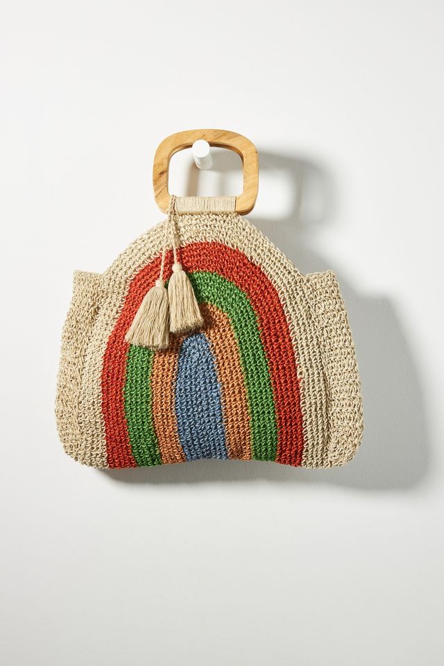 Rainbow Jute Tote Bag