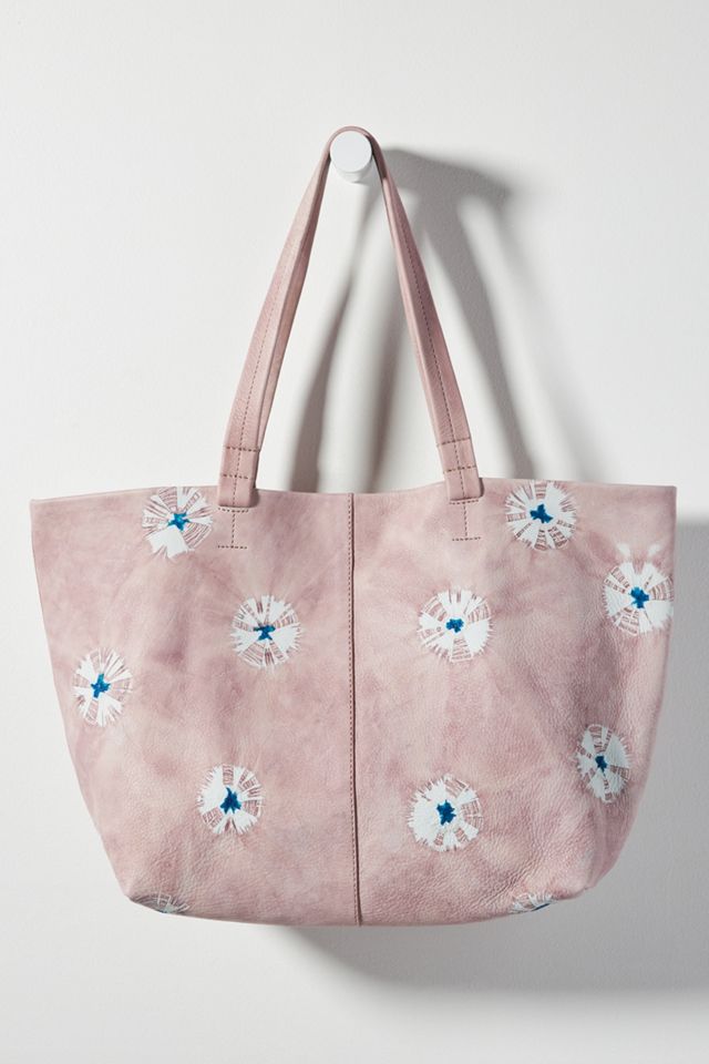 Shibori-Dyed Leather Tote Bag #1
