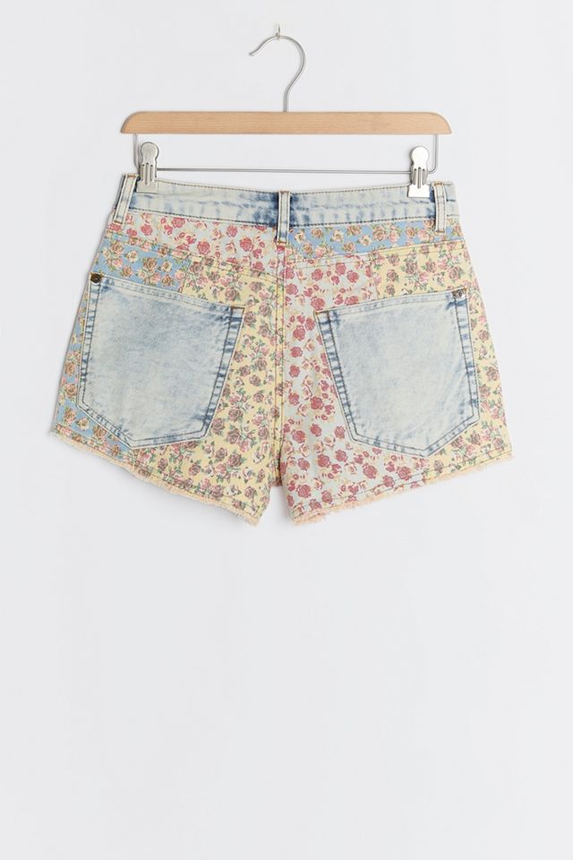 Farm Rio Ultra High-Rise Patchwork Denim Shorts #1