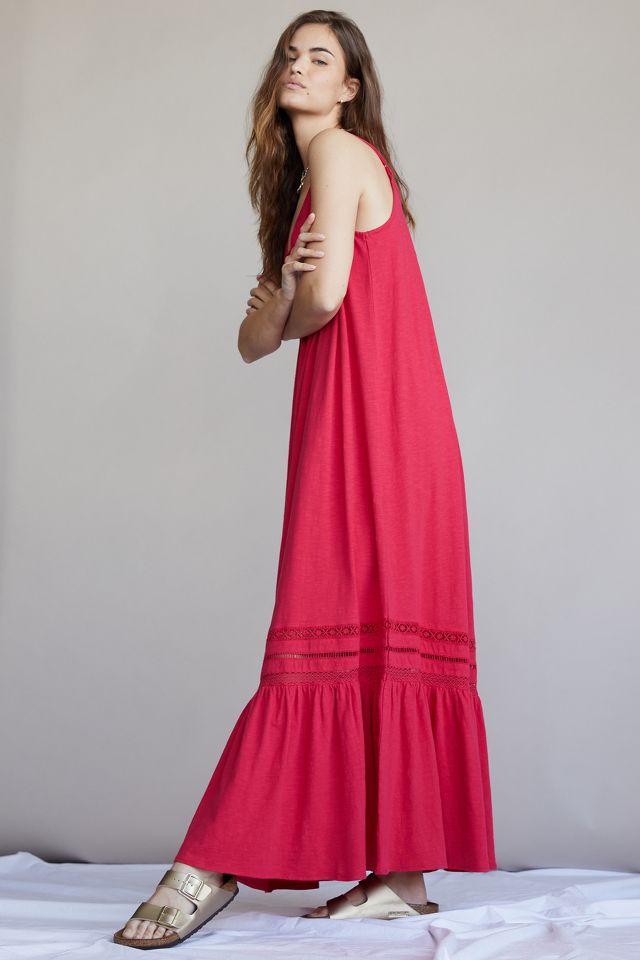 Anthropologie red lace outlet dress