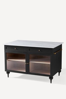The Fern Rectangular 55" Marble Top Kitchen Island