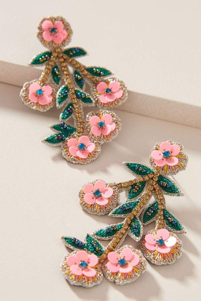 Allie Beads Cherry Blossom Drop Earrings | Anthropologie