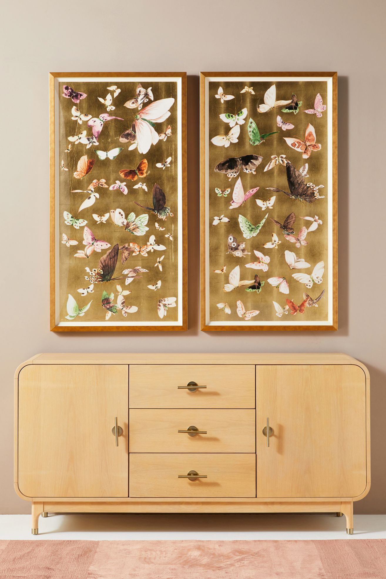 Golden Flight Butterflies Wall Art - Gold, L