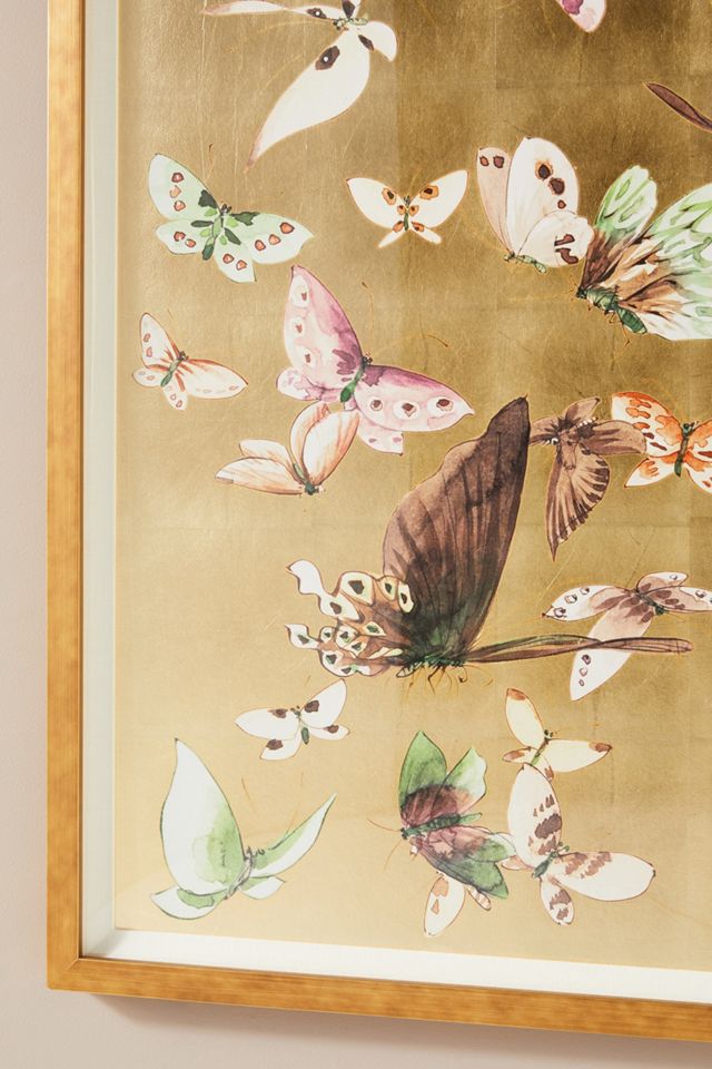 Golden Flight Butterflies Wall Art #2