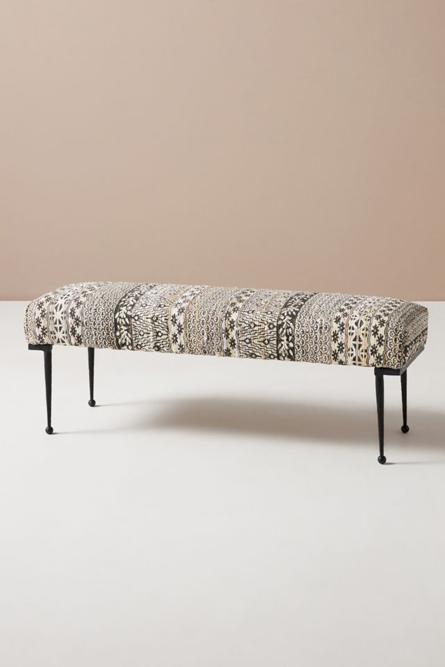 Rug-Printed Forged Iron Elowen Bench #1