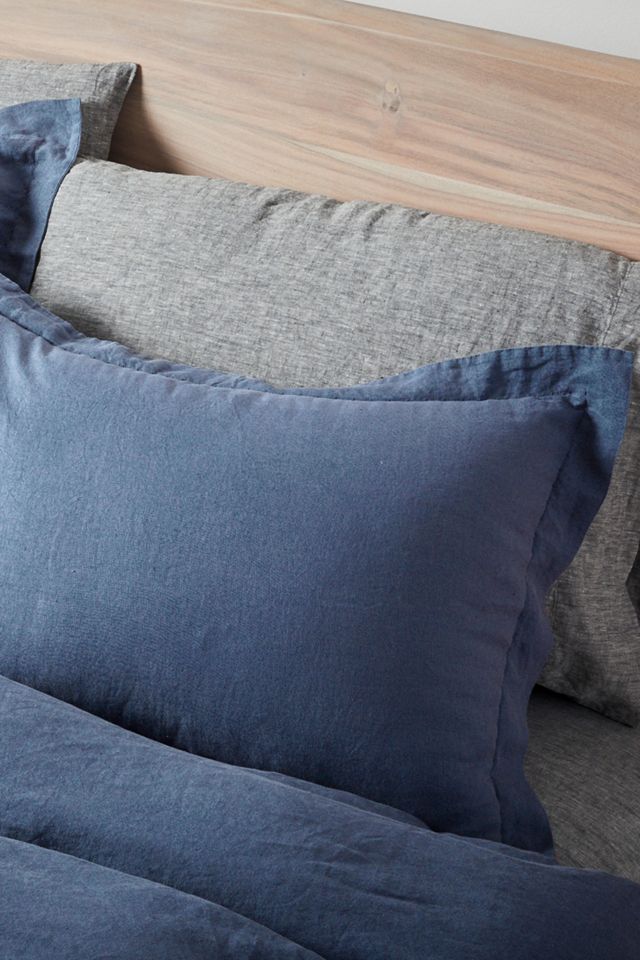 Harbor Blue Organic Linen Standard/Queen Pillowcase Set