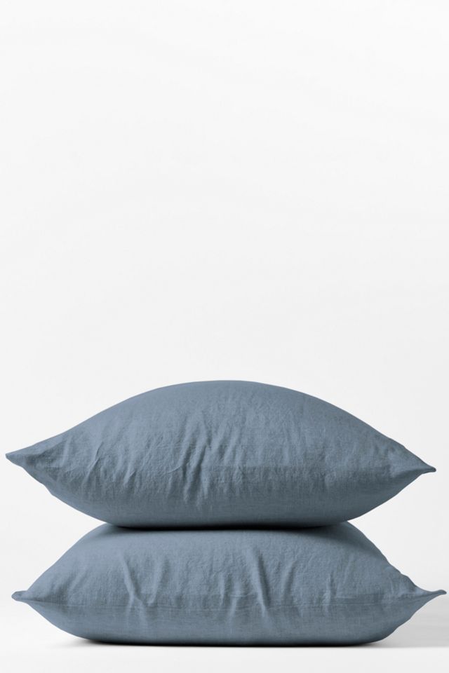 Harbor Blue Organic Linen Standard/Queen Pillowcase Set