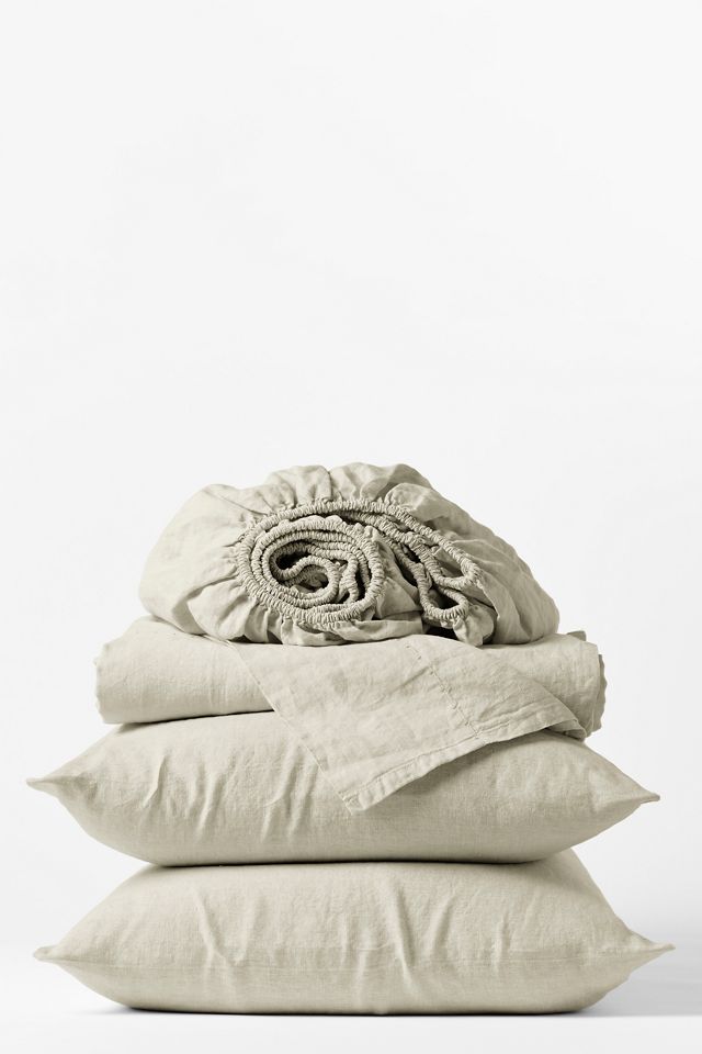 Full Natural Chambray Organic Cotton Percale Sheet Set