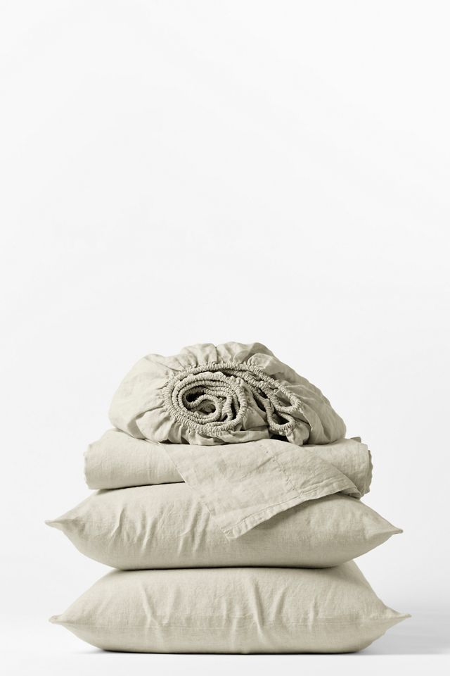 Full Natural Chambray Organic Cotton Percale Sheet Set