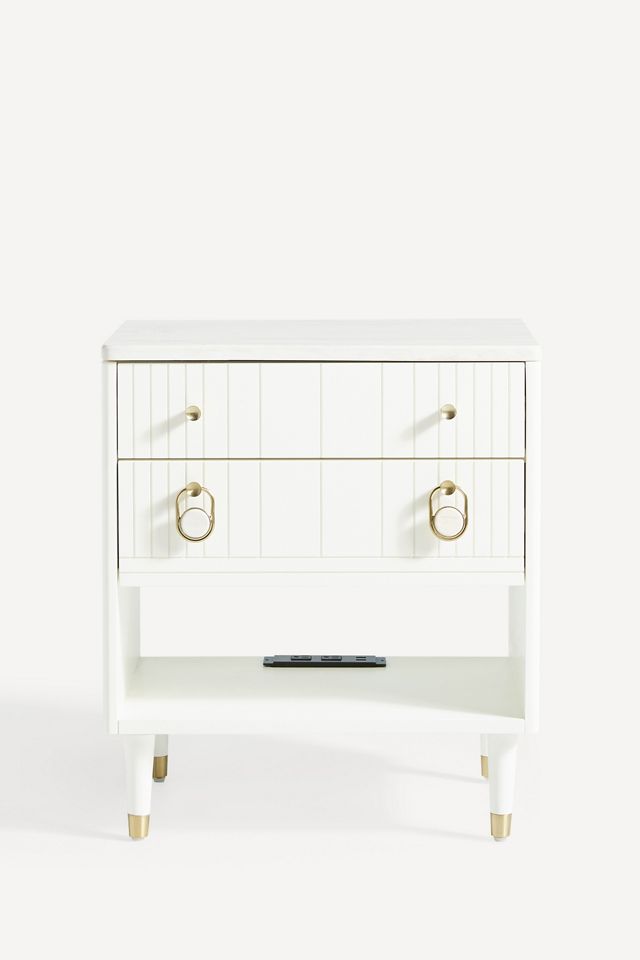 Antoinetta Night Stand, Marble Top Mariem Furniture