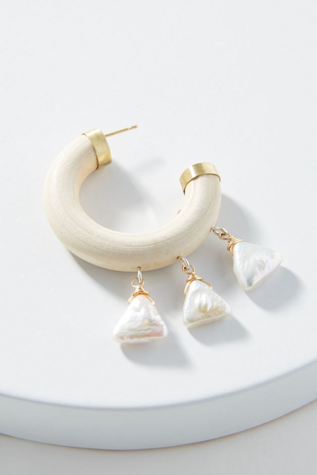Pearl Charm Hoop Earrings #1
