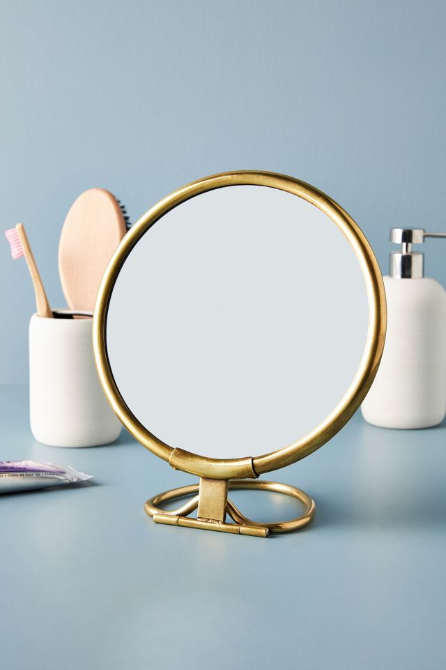 Brass on sale tabletop mirror