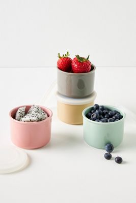 Pastel Ceramic Containers, Set of 4