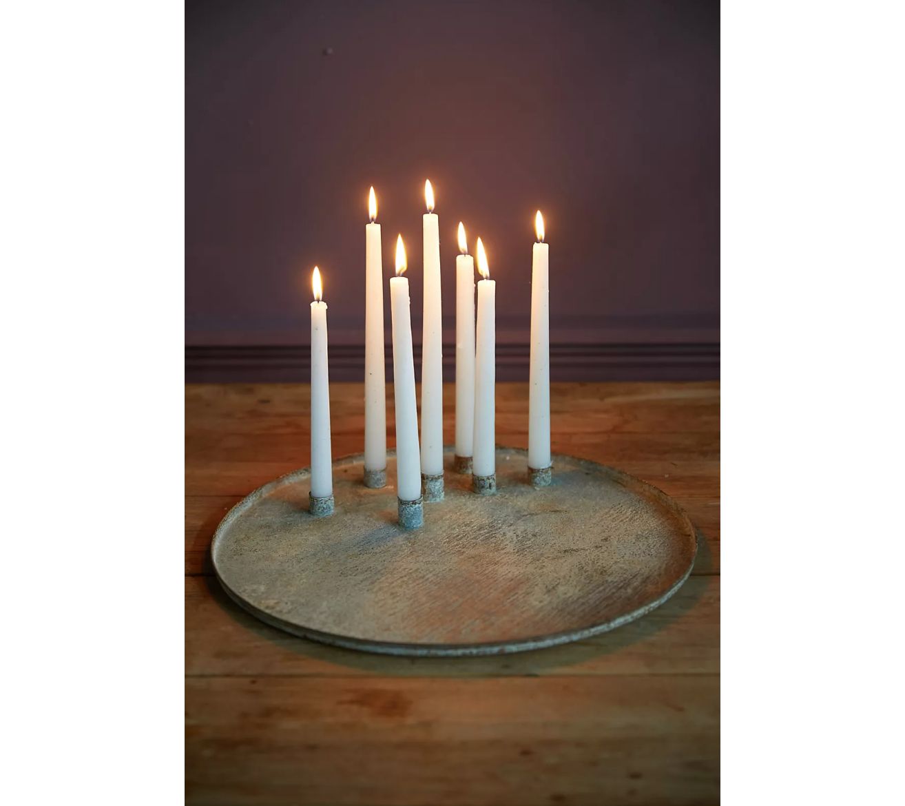 Aged Iron Cluster Taper Holder Dish - White, One Size
