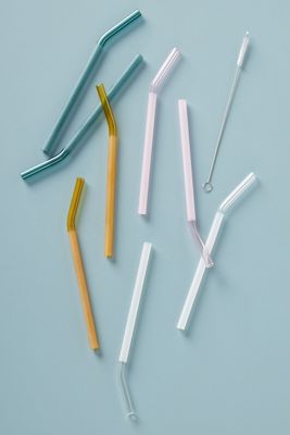 Frosted Glass Straws, Set of 8