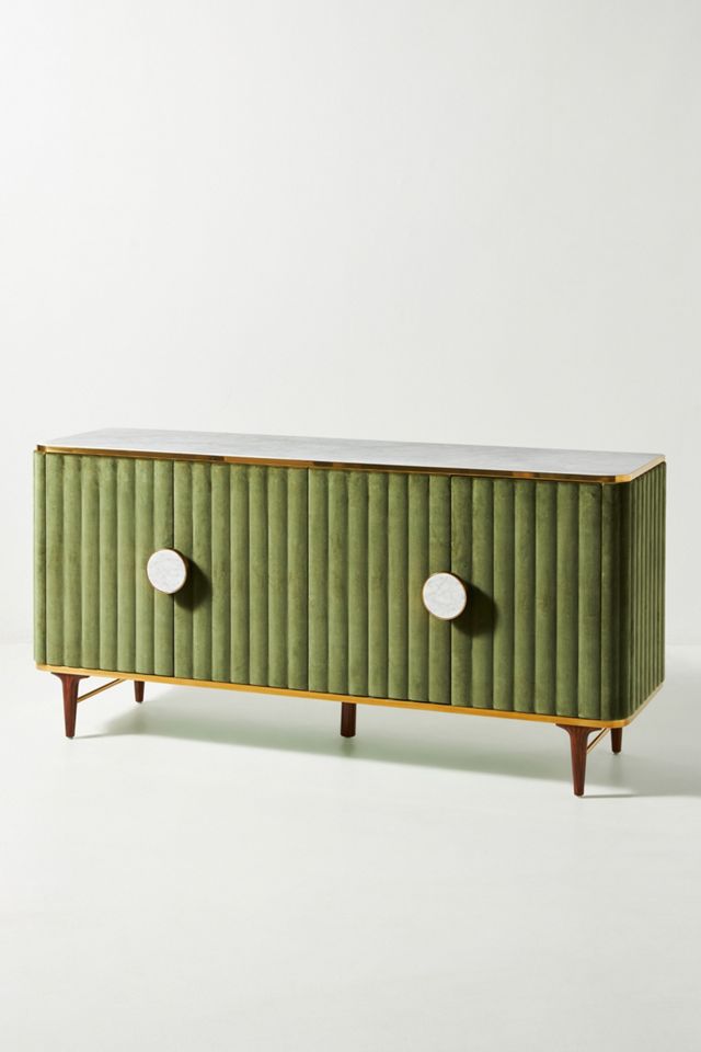 Juneau Rectangular 70" Velvet & Marble Top Sideboard #2