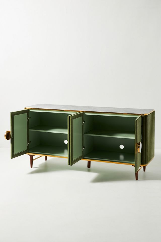 Juneau Rectangular 70" Velvet & Marble Top Sideboard #3