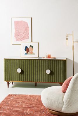 Juneau Rectangular 70" Velvet & Marble Top Sideboard