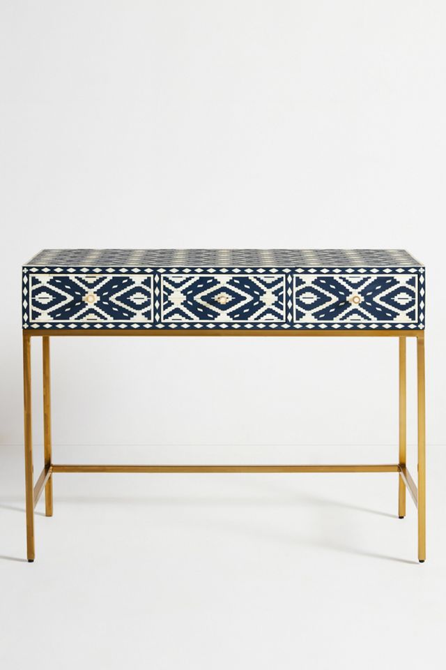 Ikat Inlay Vanity Table #1