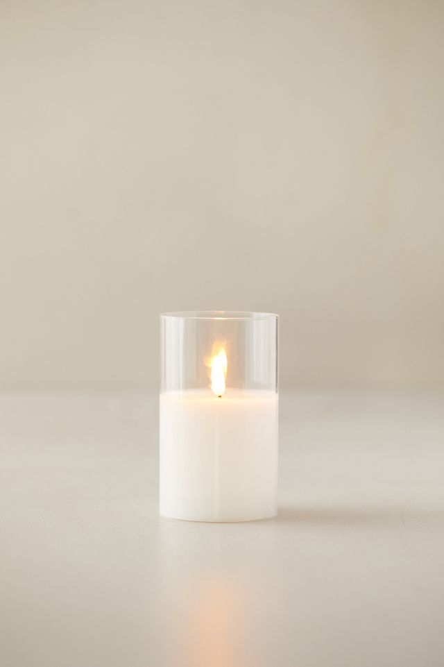 Stargazer Flameless Pillar Candle in Glass, Clear #4