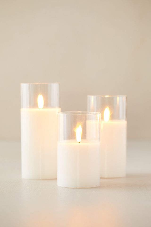 Stargazer Flameless Pillar Candle in Glass, Clear #6