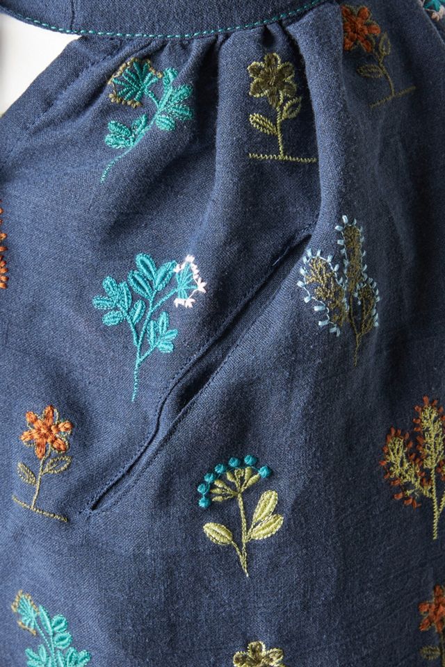 Stacia Embroidered Indigo Apron #1