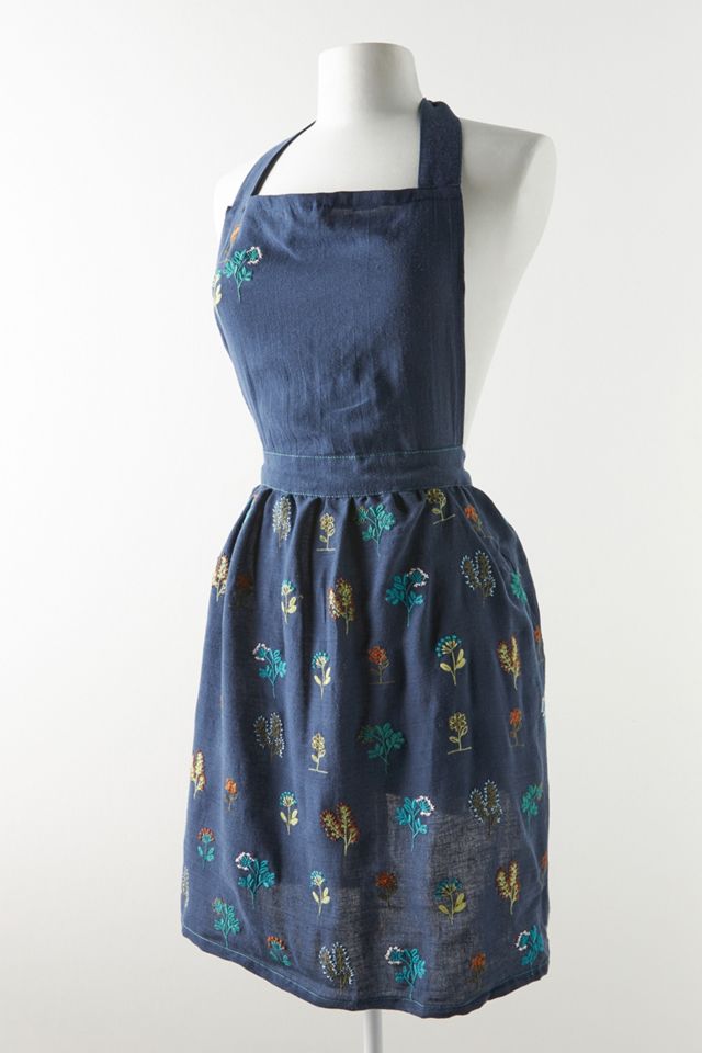 Stacia Embroidered Indigo Apron #2