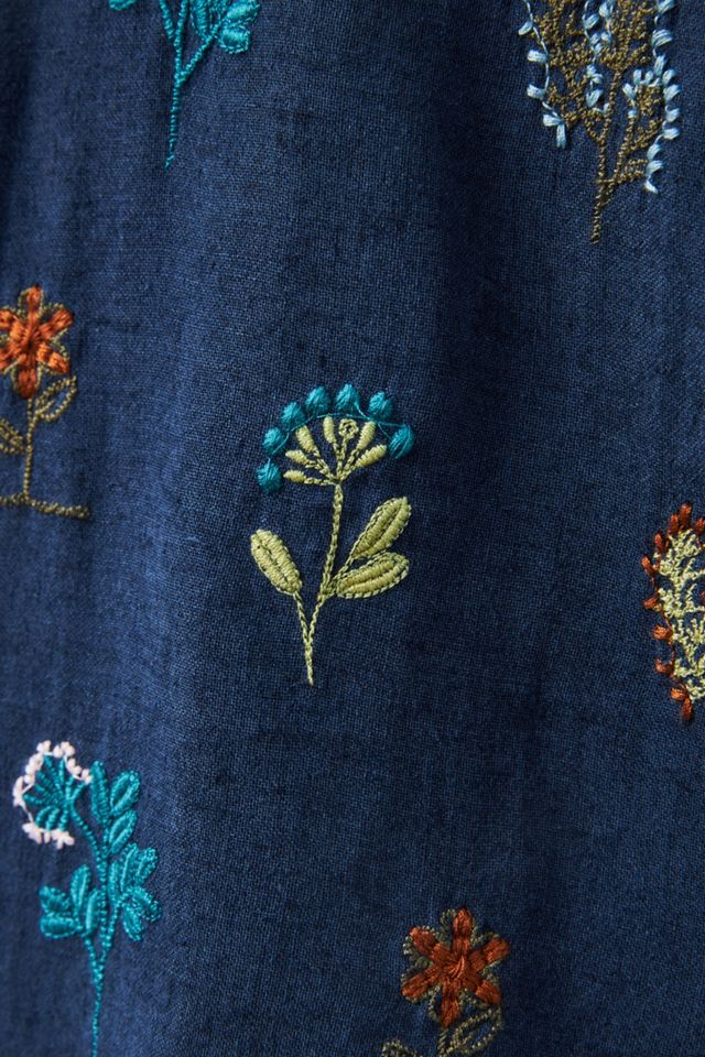 Stacia Embroidered Indigo Dish Towel #1