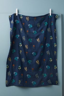 Stacia Embroidered Indigo Dish Towel