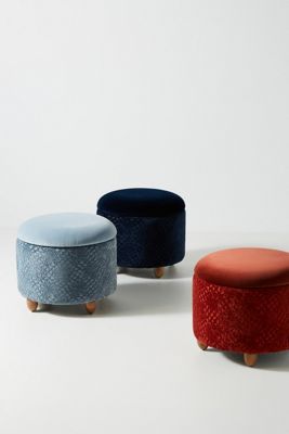 Burnout Velvet Louise Storage Ottoman