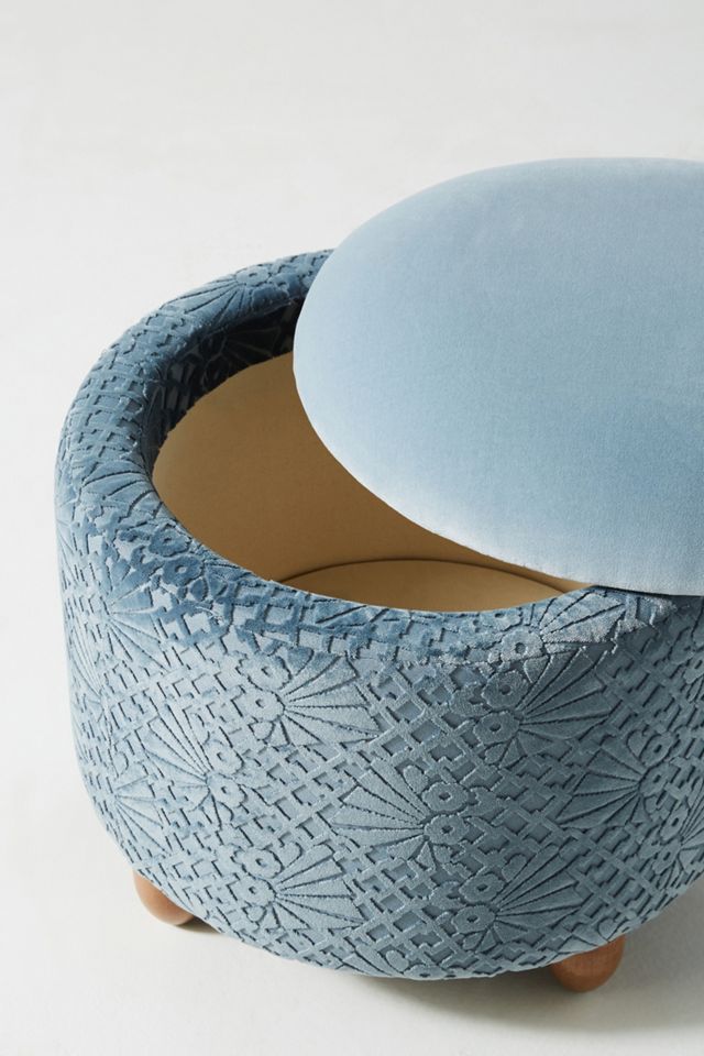 Burnout Velvet Louise Storage Ottoman #2