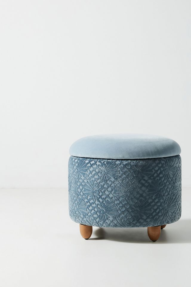Burnout Velvet Louise Storage Ottoman #1
