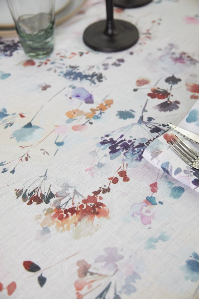 Lithuanian Linen Tablecloth, Painted Florals #6